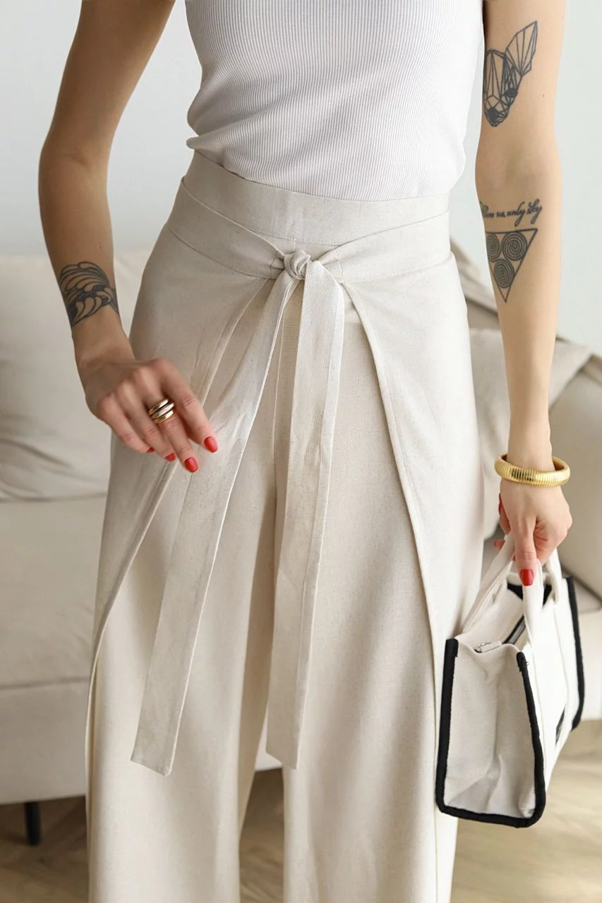 JANE™ | Wide-leg Pants in Cotton-Linen Blend