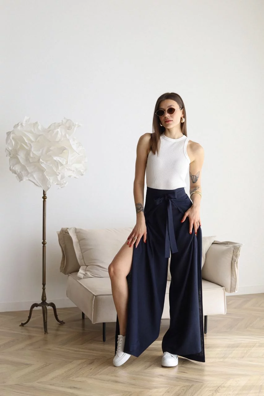 JANE™ | Wide-leg Pants in Cotton-Linen Blend