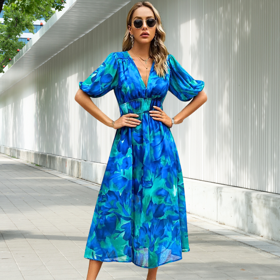 Devon | TIMELESS MIDI DRESS WITH PUFF SLEEVES