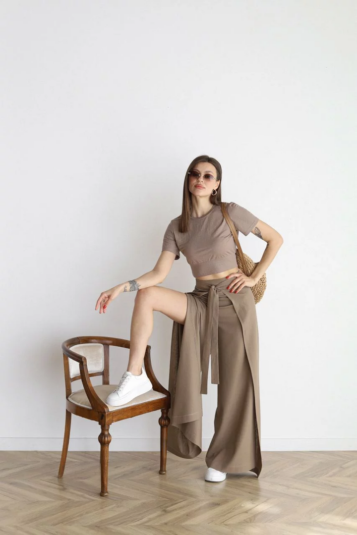 JANE™ | Wide-leg Pants in Cotton-Linen Blend