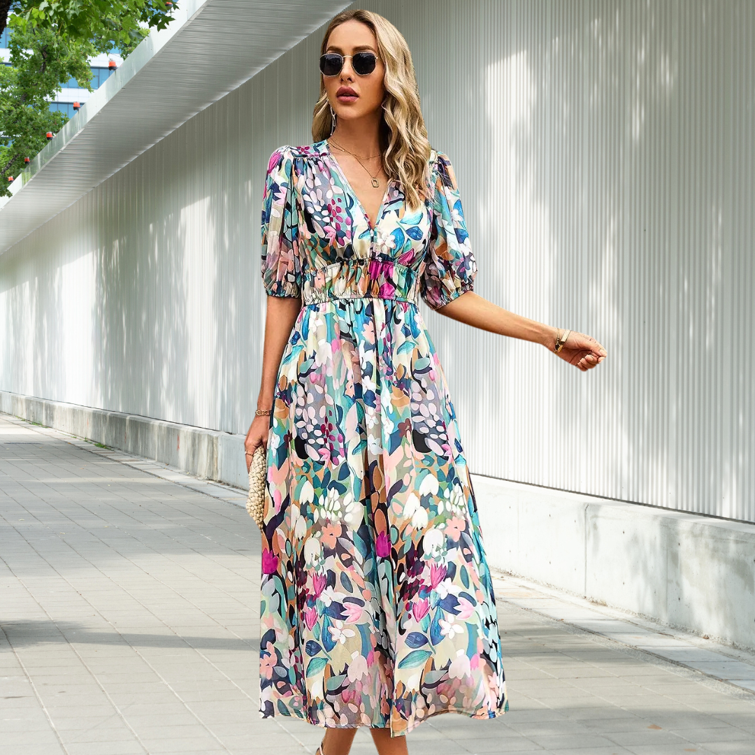 Devon | TIMELESS MIDI DRESS WITH PUFF SLEEVES