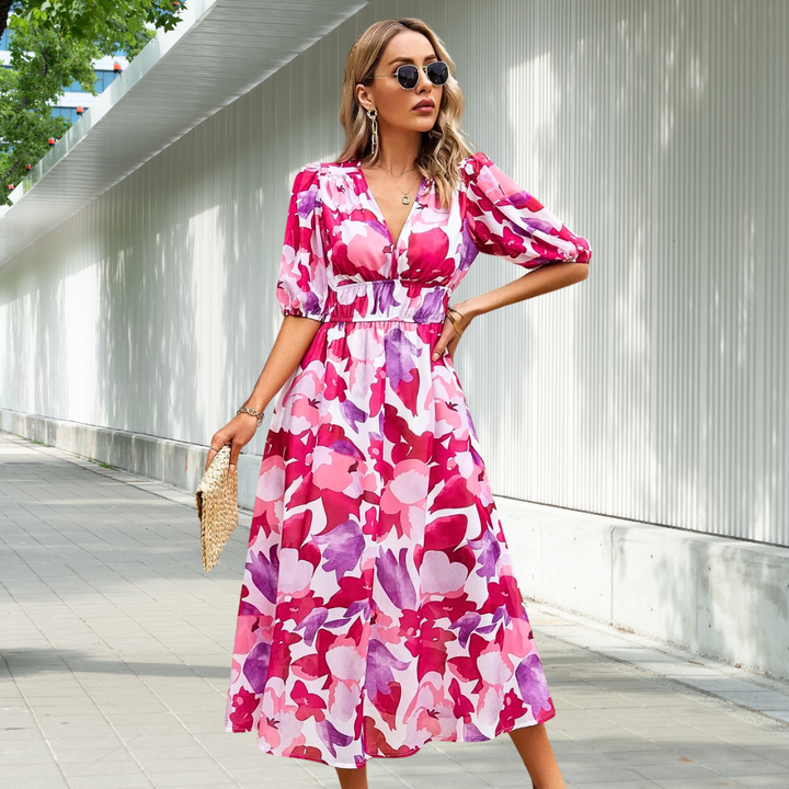 Devon | TIMELESS MIDI DRESS WITH PUFF SLEEVES