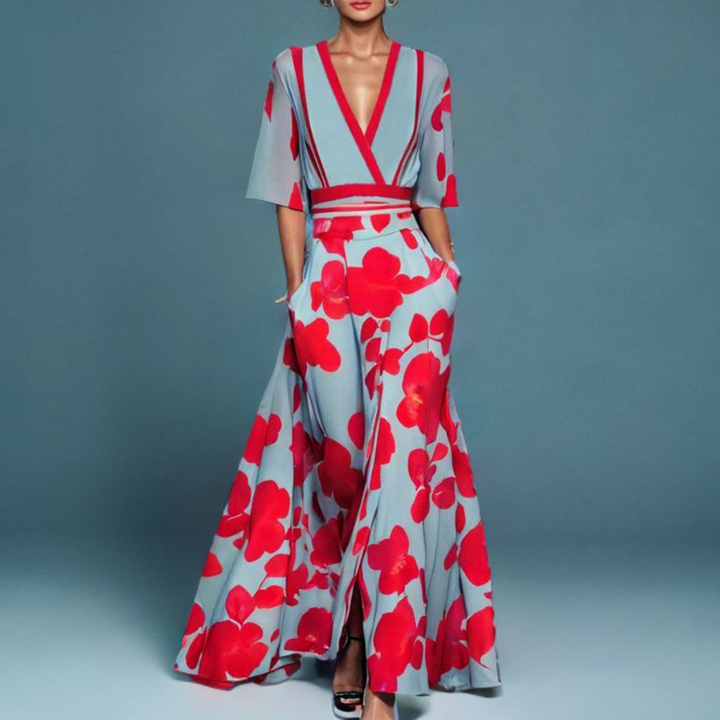 Mila™ | Elegant A-Line Floral Maxi Dress